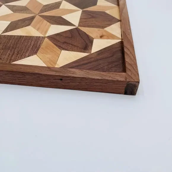 Wood Handcrafted Geometric Pattern Barn Quilt Will Hanging Art Piece - Picture 14 of 16